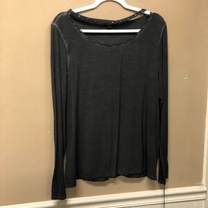 Rock & Republic Womens Size XL Shirt Top Blouse Gray Studded NWT